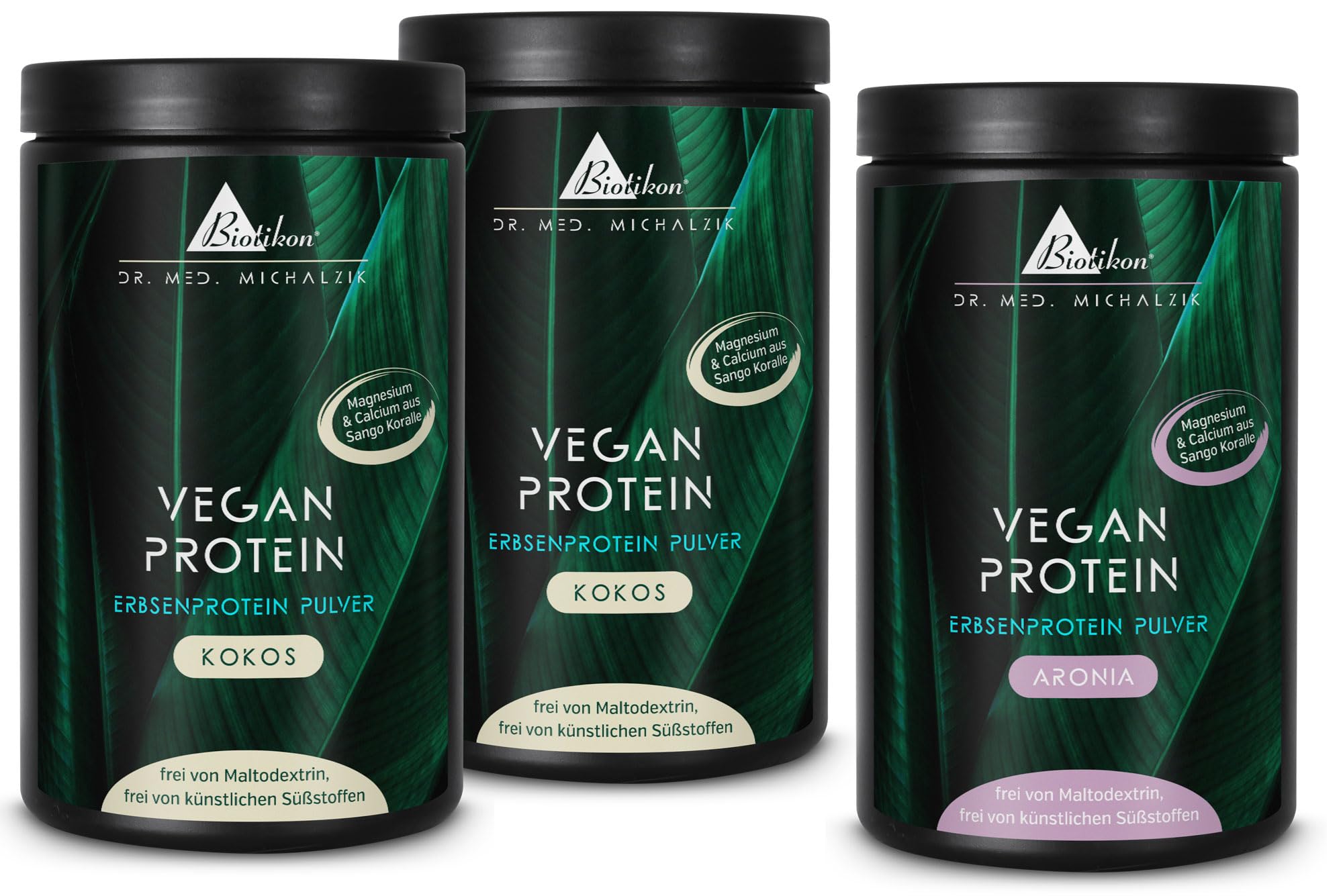 Proteine - 3er‑Pack nach Dr. Michalzik, 3x 10 Portionen / 1600 g Pulver | Mit Erbsenprotein, Kokosmilchpulver, Calcium und Magnesium • eigene deutsche Produktion • ohne Zusätze