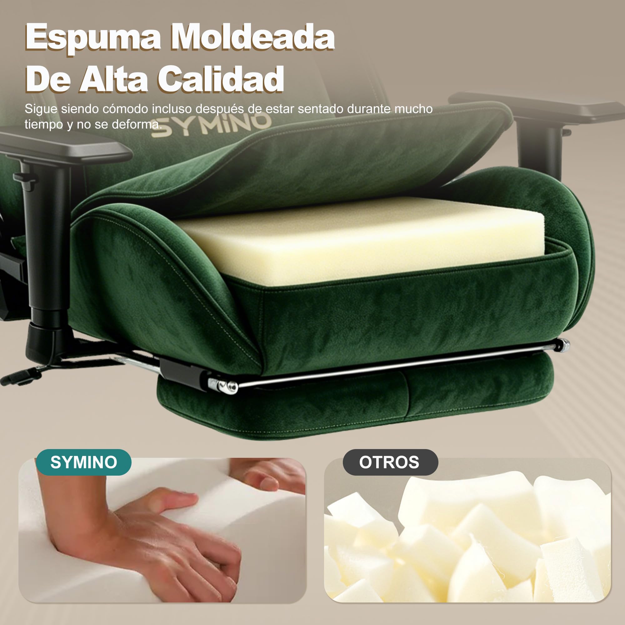 Symino Silla Gaming Ergonómica con Reposapiés, 150° Reclinable: Soporte Lumbar y Reposacabezas Regulable, Ajustable en Altura, Soporta hasta 200kg (Green)