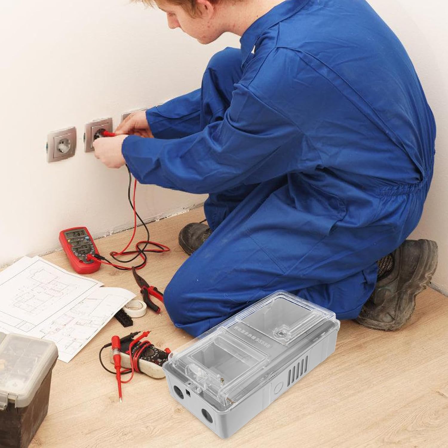 Zerodeko Household Electric Meter Box PC Durable Meter Case Weatherproof Power Distribution Box for Outdoor Use Single Phase