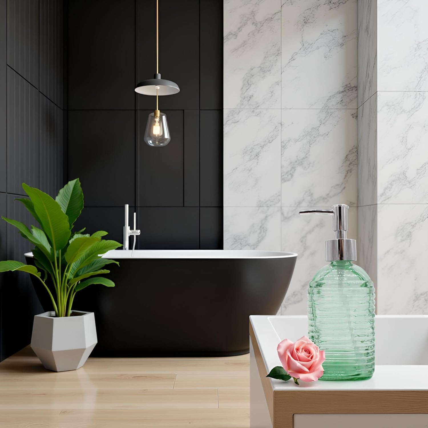 Glass Soap Dispenser for Kitchen, 8.1oz Hand Soap Dispensers Pump Bottles, Shower Liquid Soap Dispenser for Bathroom Hand Dish Shampoo and Conditioner Laundry Lotion Dispenser(Green) - Image 8