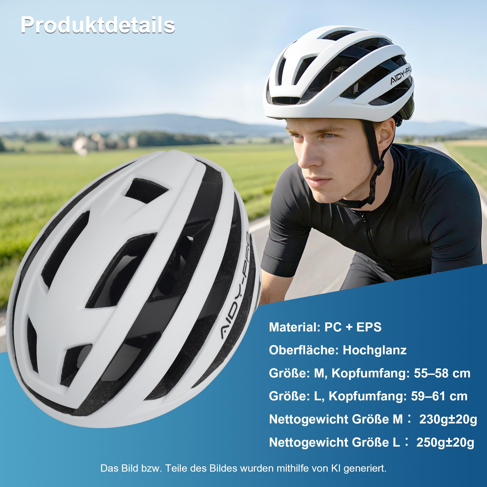 AIDY-PRO Fahrradhelm MTB & Skaterhelm – Ultraleichter Radhelm, Unisex