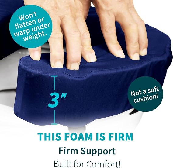 Raised Toilet Seat Cushion High-Density Foam Booster Pad for Elderly, Seniors, Disabled Toilet Riser for Standard & Elongated Toilets Commode Seat Cushion Non-Slip & Easy to Clean (3 inches)