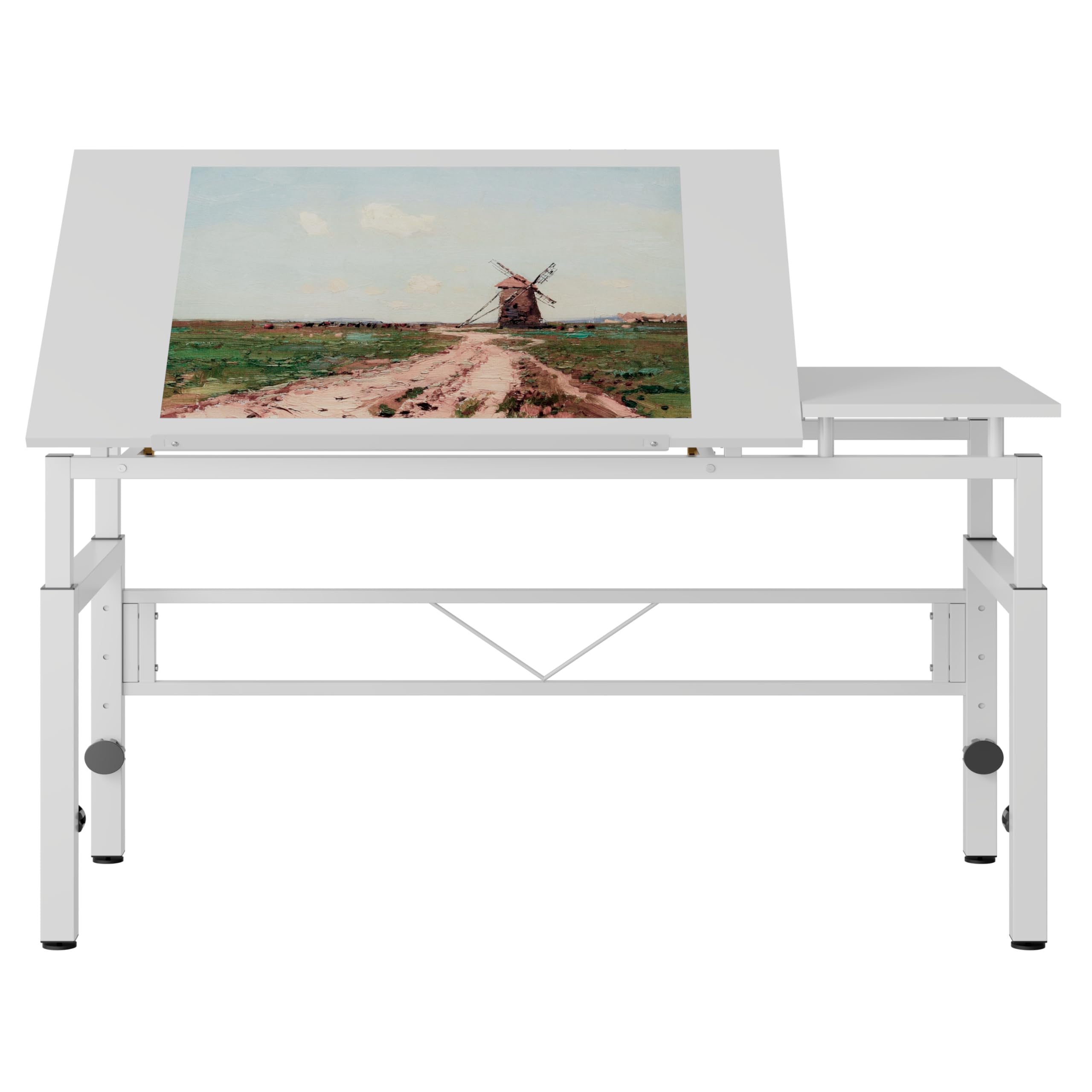 Tavolo da disegno bianco - altezza regolabile 77-100 cm e inclinabile 0-60°, scrivania con 4 piedini di livellamento - tavolo da lavoro per ufficio, studio, sala da disegno - scrivania per