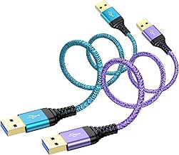 USB to USB Cable, 2Pack 6Ft USB3.0 A to A Male to Male Cable Double End USBCord Data Transfer Cord for Hard Drive Enclosures, Laptop Cooler, Computer PC Cooling Fan/Pad, DVD Player, TV, Hub, Monitor