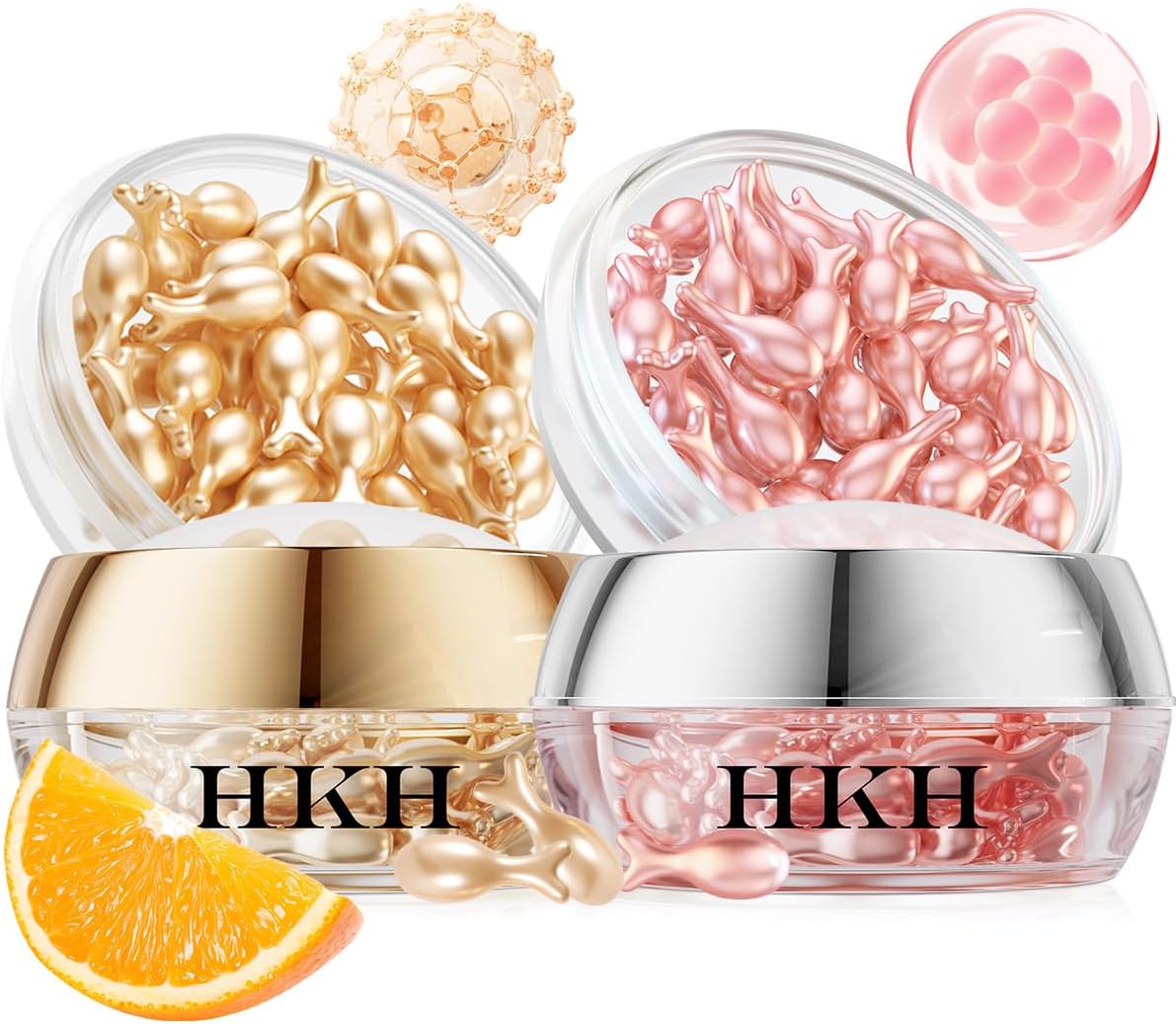 HKH Vitamin C & Retinol Serum for Face - Vit C Oil Capsules with Niacinamide Anti Aging Skincare - Vit A Night Serum Capsules for Women - Moisturise Smooth Fine Lines Even Tone Firming Skin (38+38 ct)
