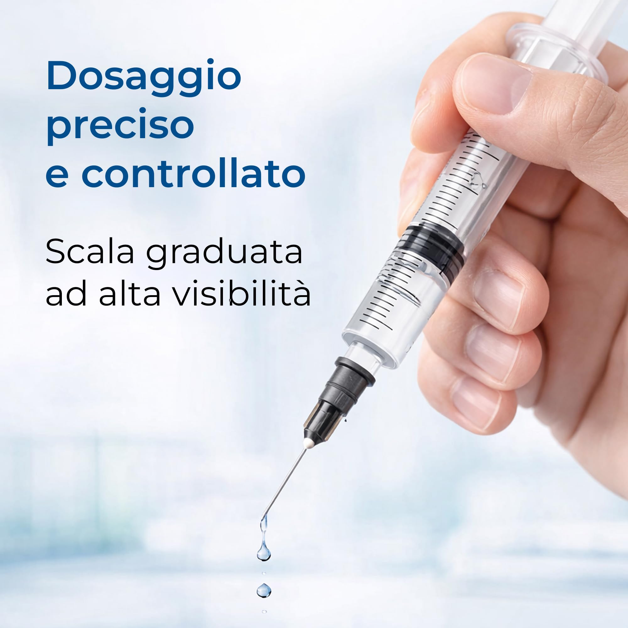 Siringhe con ago e tappo | 5ml - 100 pz | per dosaggio preciso di liquidi | Siringa graduata trasparente per uso tecnico e hobbistico