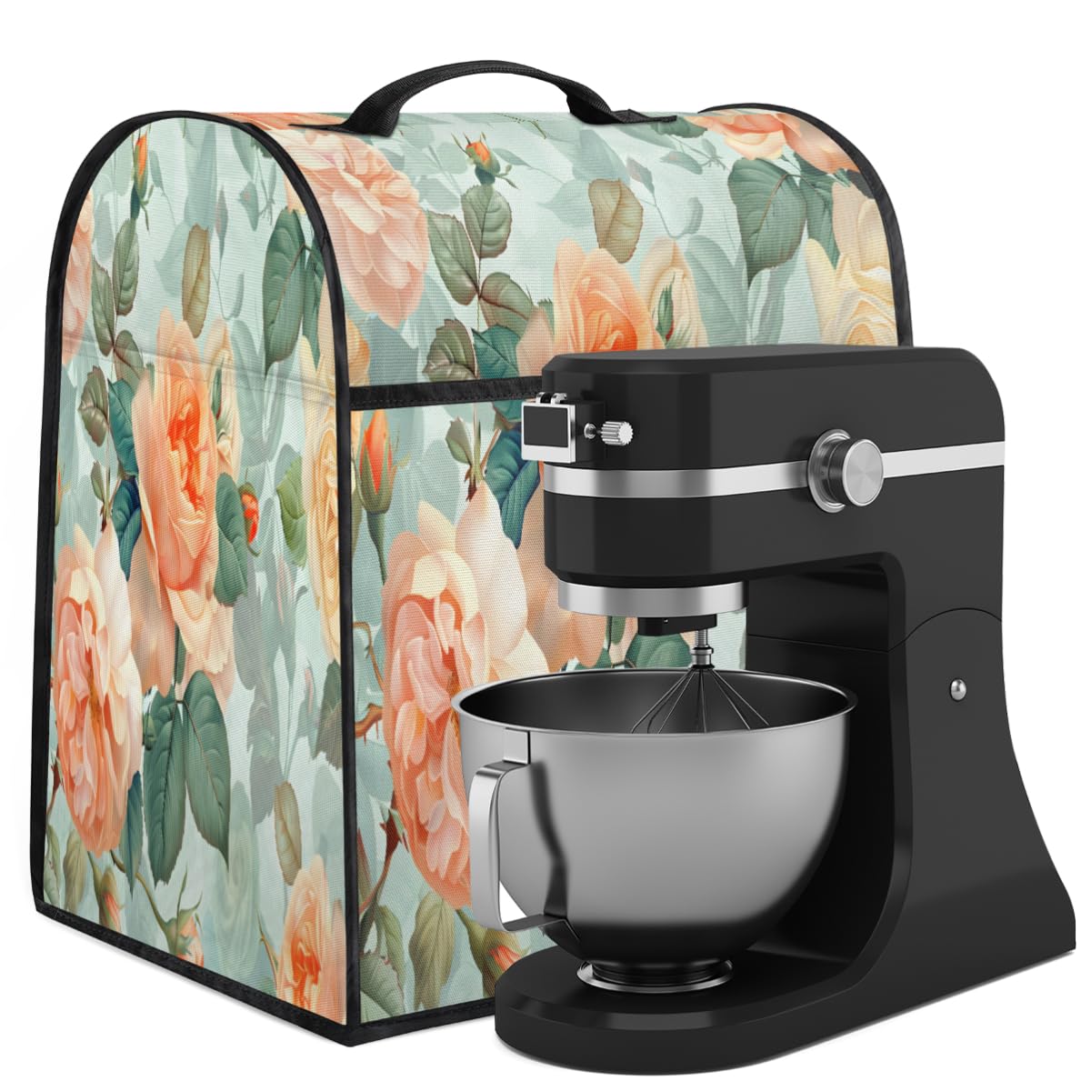 Coffee Maker Cover Watercolor Rose Floral Kitchen Appliance Covers Small Appliance Covers Blender Cover Juicer Cover Dust Covers for Kitchen Appliances with Top Handle and Pockets,Washable,B729