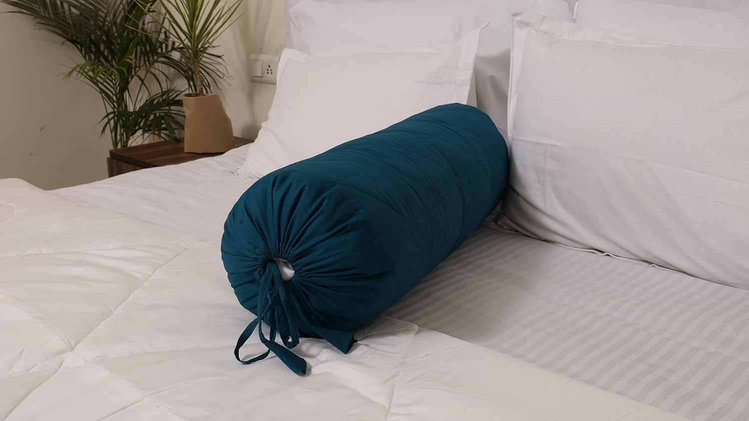 Saffron HANDICRAFTS Bolster Pillow Cover ,Cotton with Draw