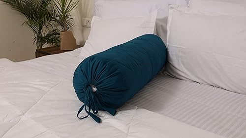 Saffron HANDICRAFTS - Funda de almohada de algodón, con cierre de cuerda, fácil de quitar, lavable, 8 pulgadas de diámetro, 24 pulgadas de largo