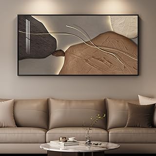 Framed Extra Large Modern Horizontal Wall Art, Abstract Minimalist Prints Paintings Decor, Brown and Tan Contemporary Elegant Picture Artwork for Living Room Bedroom Office Hallway 28x57 Inch