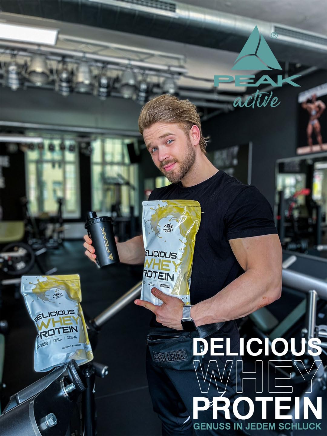 PEAK Delicious Whey Protein - 900g Geschmack Vanilla Milkshake I 30 Portionen I Pulver I Proteinquelle: Molkenprotein Konzentrat + Isolat I ohne Zuckerzusatz I mit Verdauungsenzym Laktase
