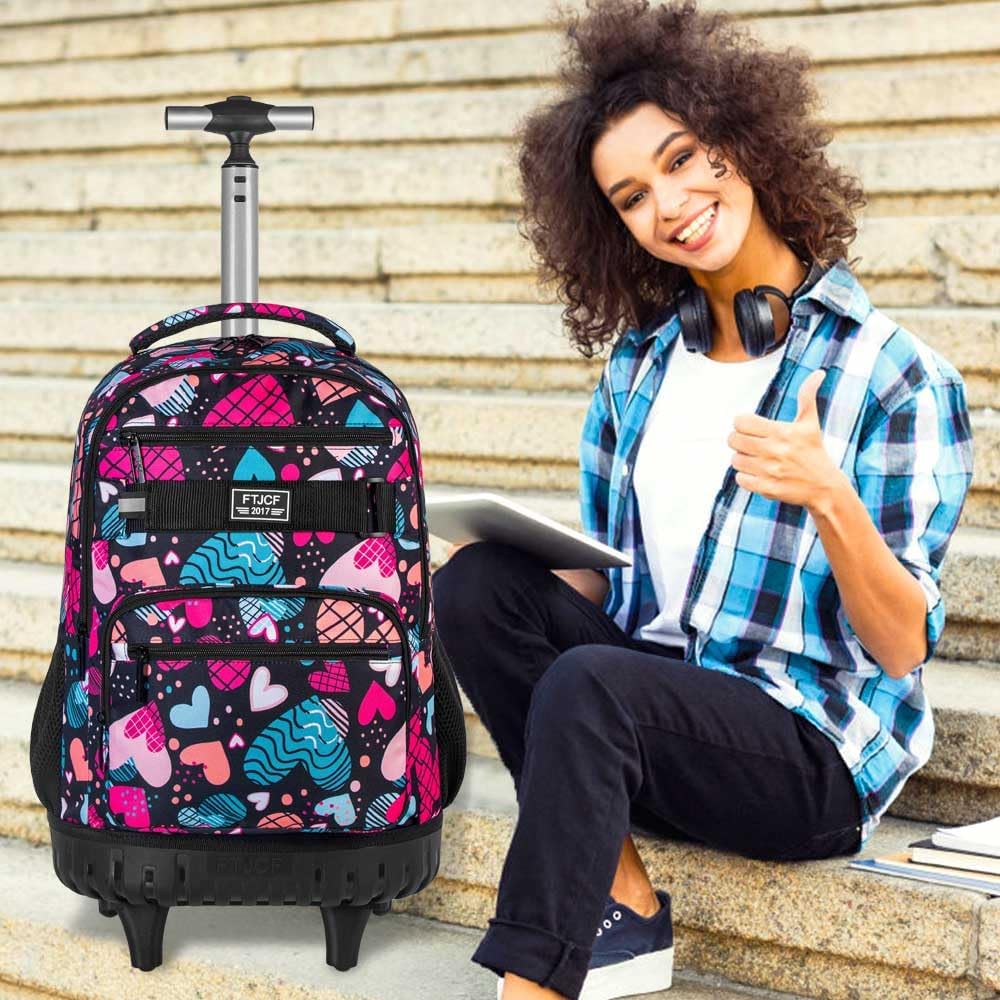 Rolling Backpack for Womens and Mens, Adults Wheeled Bookbag with Lunch Box for Girls and Boys. - Image 6