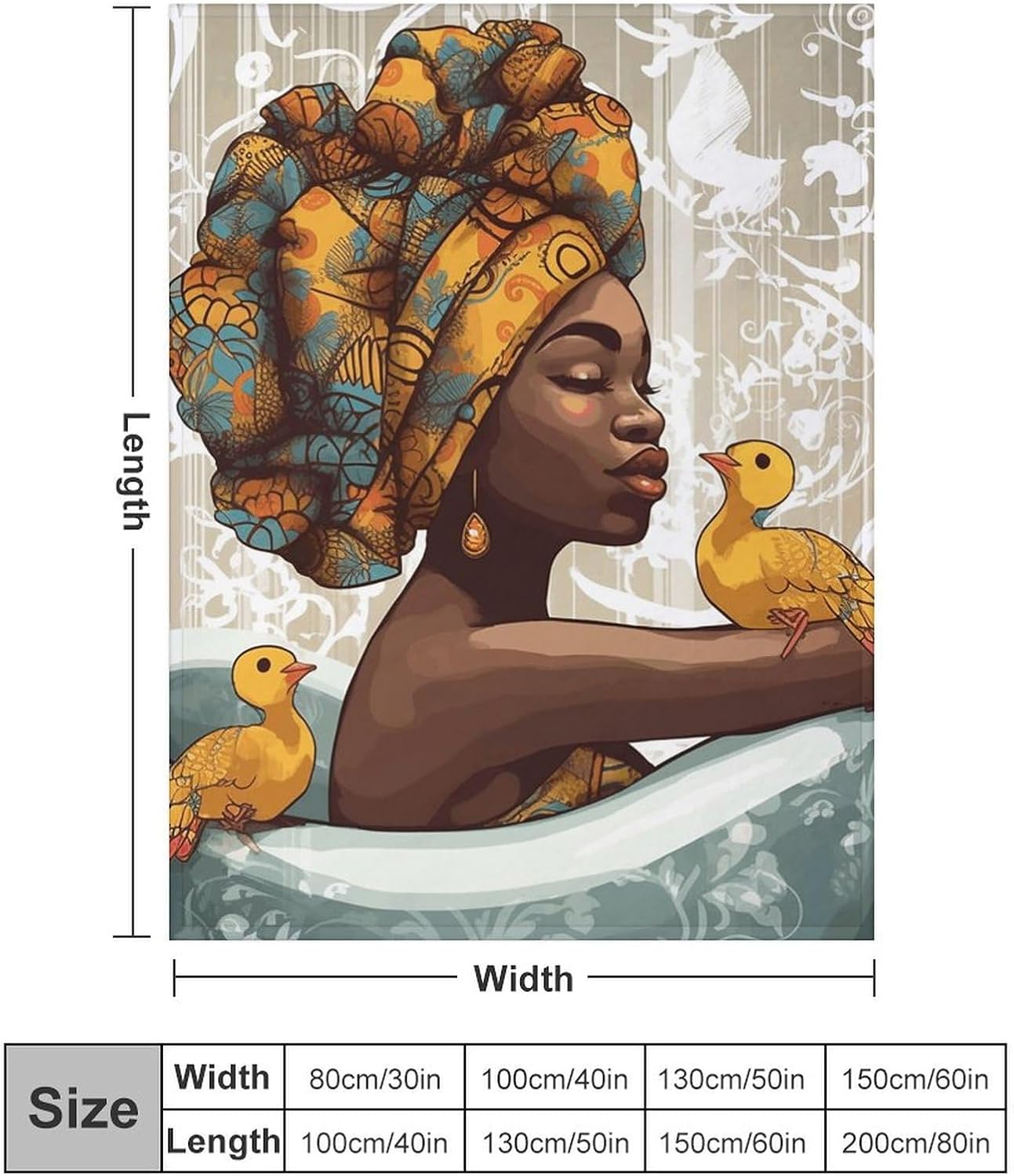 Throw Blanket Super Soft African Girl Flannel Blankets Warm Cozy Travel Blanket Anti-Pilling Bed Blanket Lightweight Sofa Blanket for Couch Chair Camping All Season 60""x80"", White