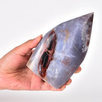 AMOYSTONE Black Red Agate Drop Shaped Tower 1.1-1.5 LBS | Polished Surface, Healing Crystal, Energy Balancing, Chakra Alignment, Home Decoration