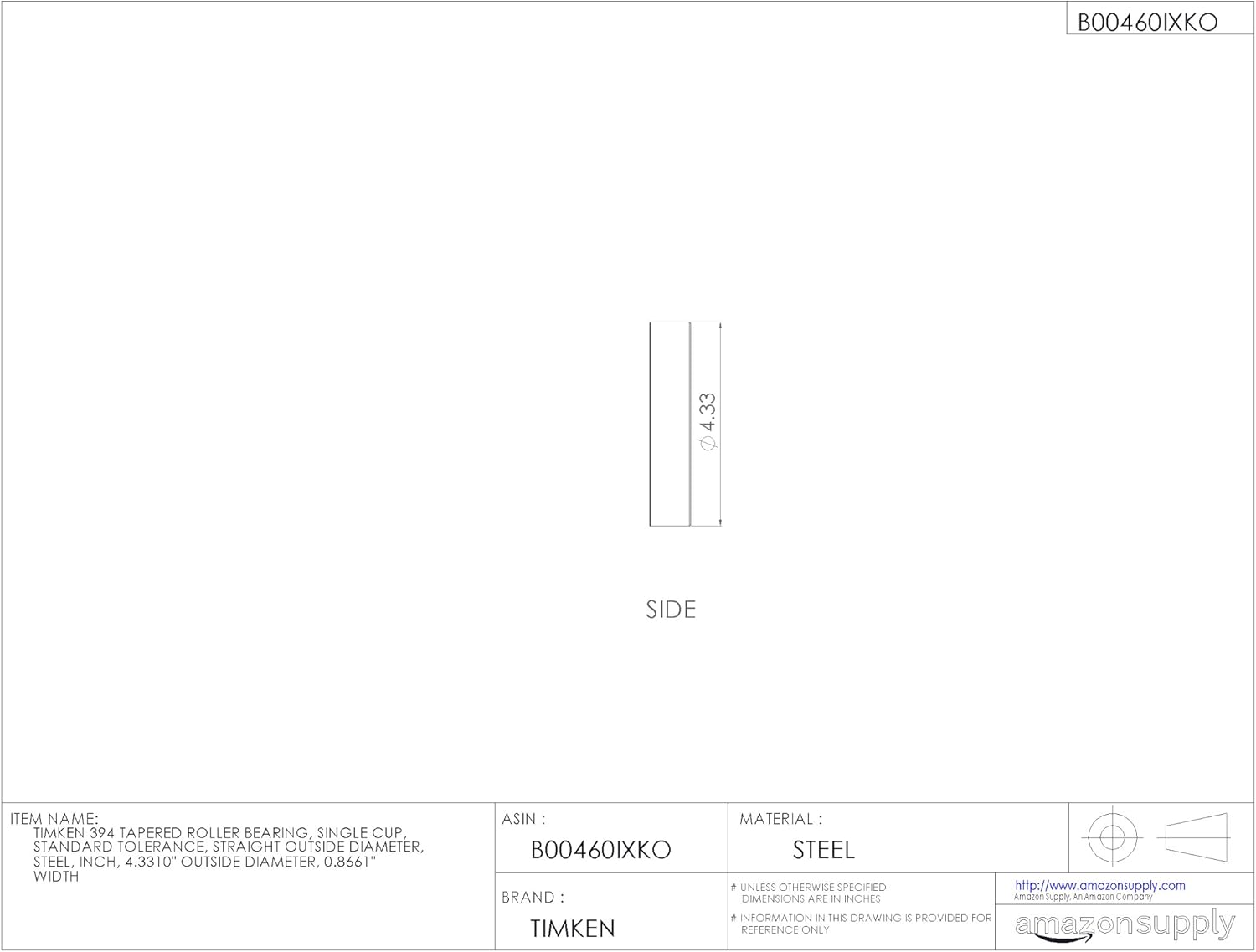 Timken Tapered Roller Bearing Cup - 394