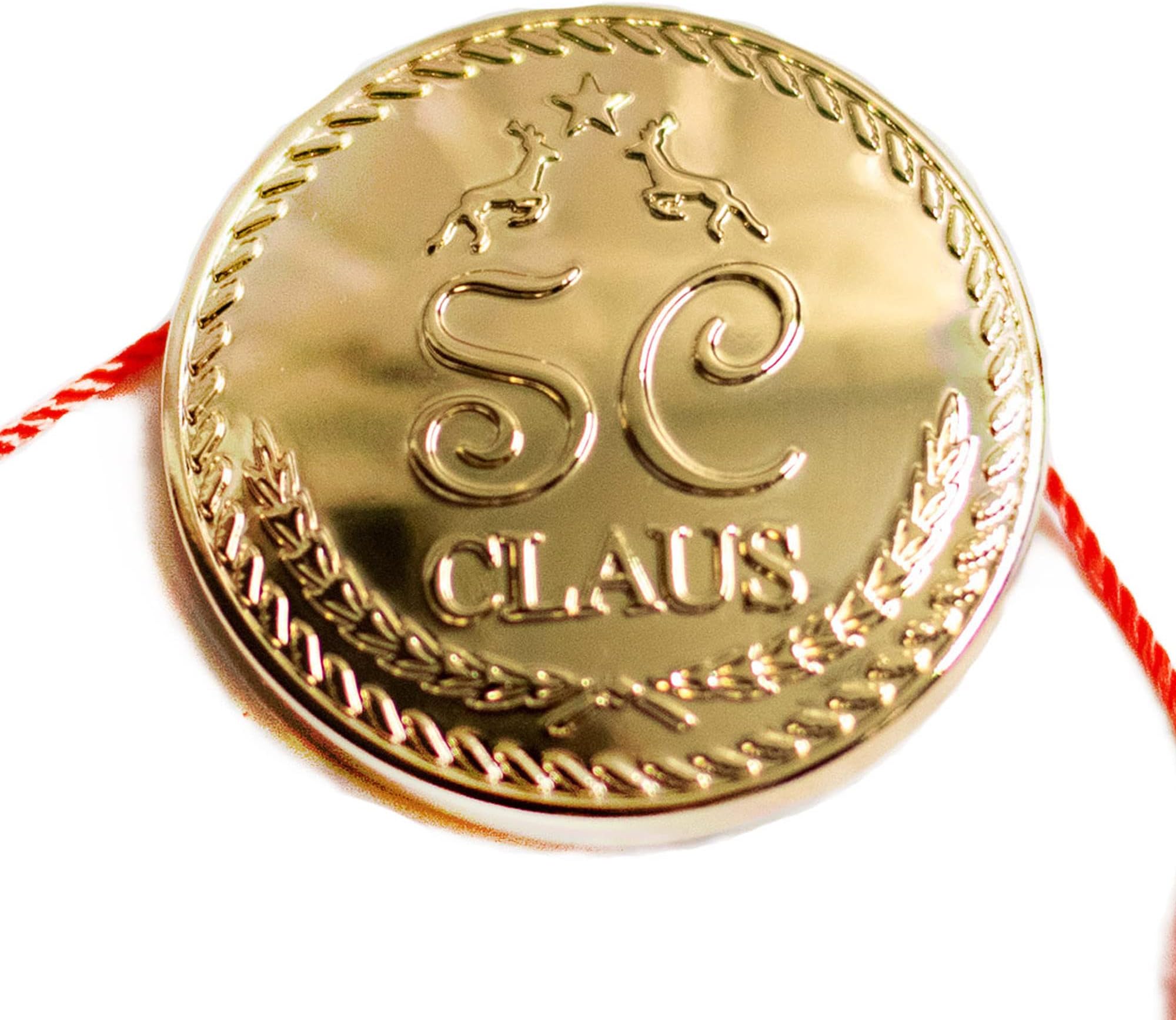 Santa’s Button | Extra Large Gold 1.5” Diameter Zinc Alloy Santa Claus Lost Button with Red Thread for Christmas Morning