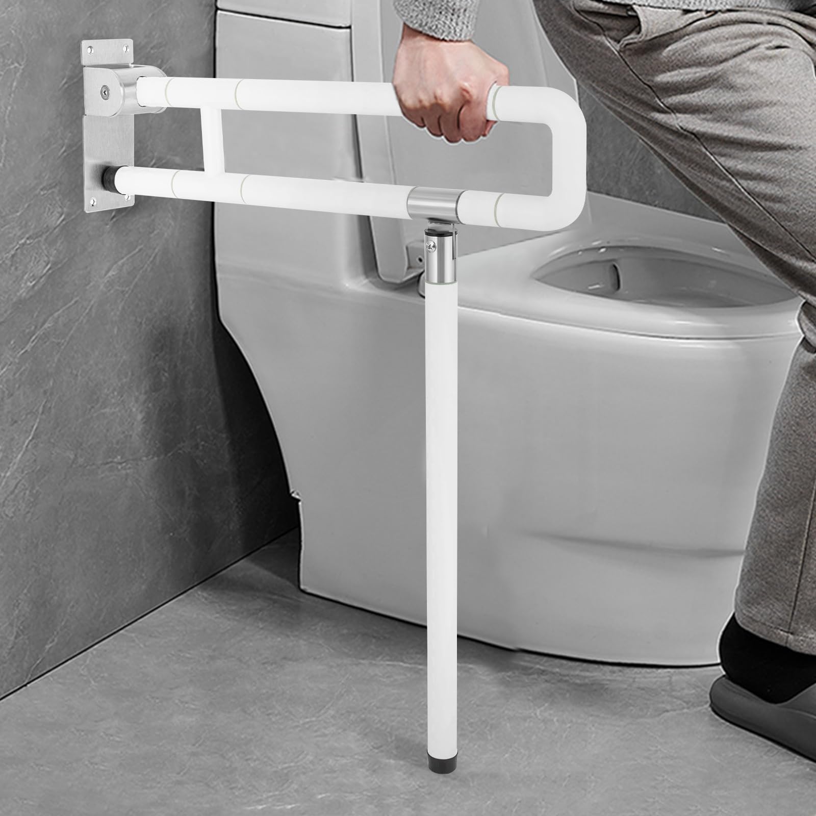 Soporte de pared para inodoros, plegable con cinturón fluorescente, asidero de inodoro plegable, ayuda de apoyo para personas mayores y discapacitados, para baño y aseo
