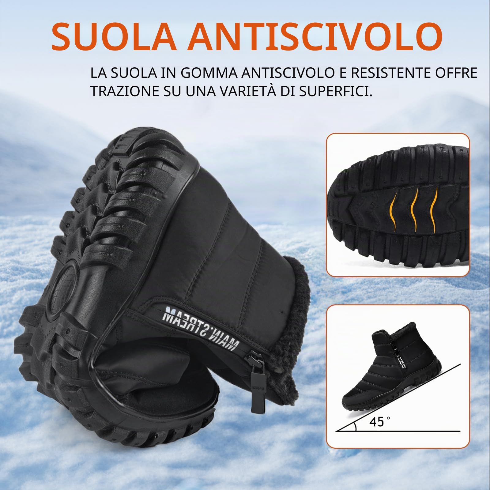 Bravover Stivali da Neve Uomo Invernali Cerniera Foderato in Pelliccia Caldi Impermeabili Antiscivolo Outdoor Boots Scarponcino Trekking Scarpe Comodo