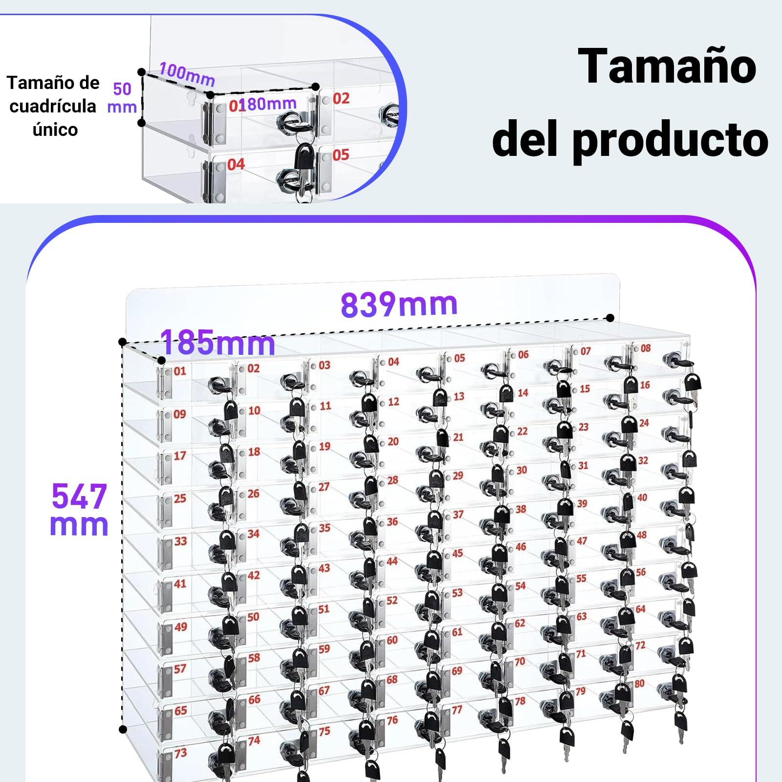 Soporte para teléfono móvil de acrílico transparente con cerradura para montar en la pared, para oficina, escuela, aula, soporte seguro para teléfono celular para un fácil acceso y acceso