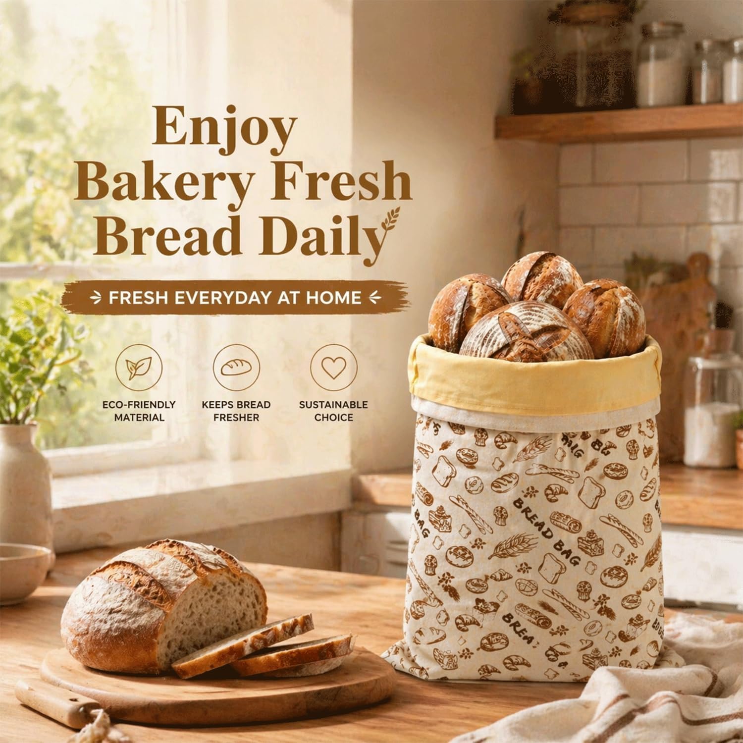 2 PACK Beeswax Sourdough Bread Bags, XL Eco-Friendly Fresh Food Storage (13x17). Natural Beeswax Food Wrap Bag, Bread Keeper for Homemade Bread, Eco Friendly Kitchen Storage