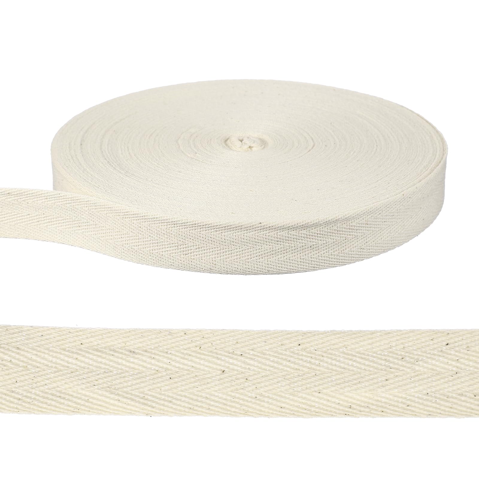 PATIKIL 55 Yards Cotton Twill Tape Ribbon, 1 Inch Herringbone Twill Tape Bias Ribbon Binding Tape or Sewing Hemming Binding Quilting Piping DIY Craft, White