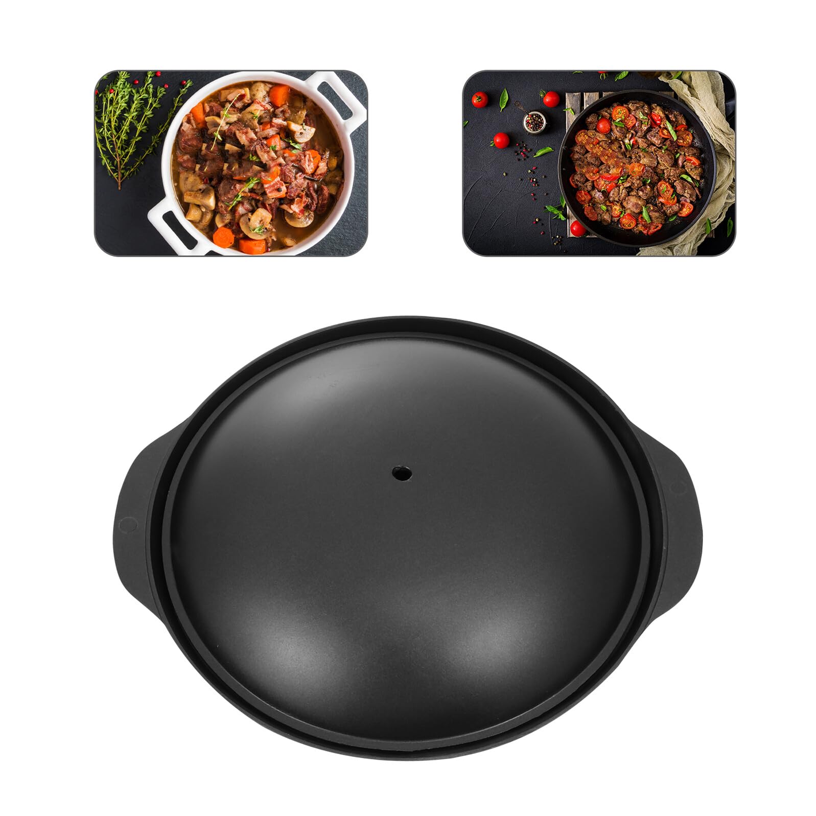 Pentola in Alluminio Nero per Cottura Veloce e Risparmio Energetico, Piccola Pentola con Coperchio per Riso e Pollo Brasato