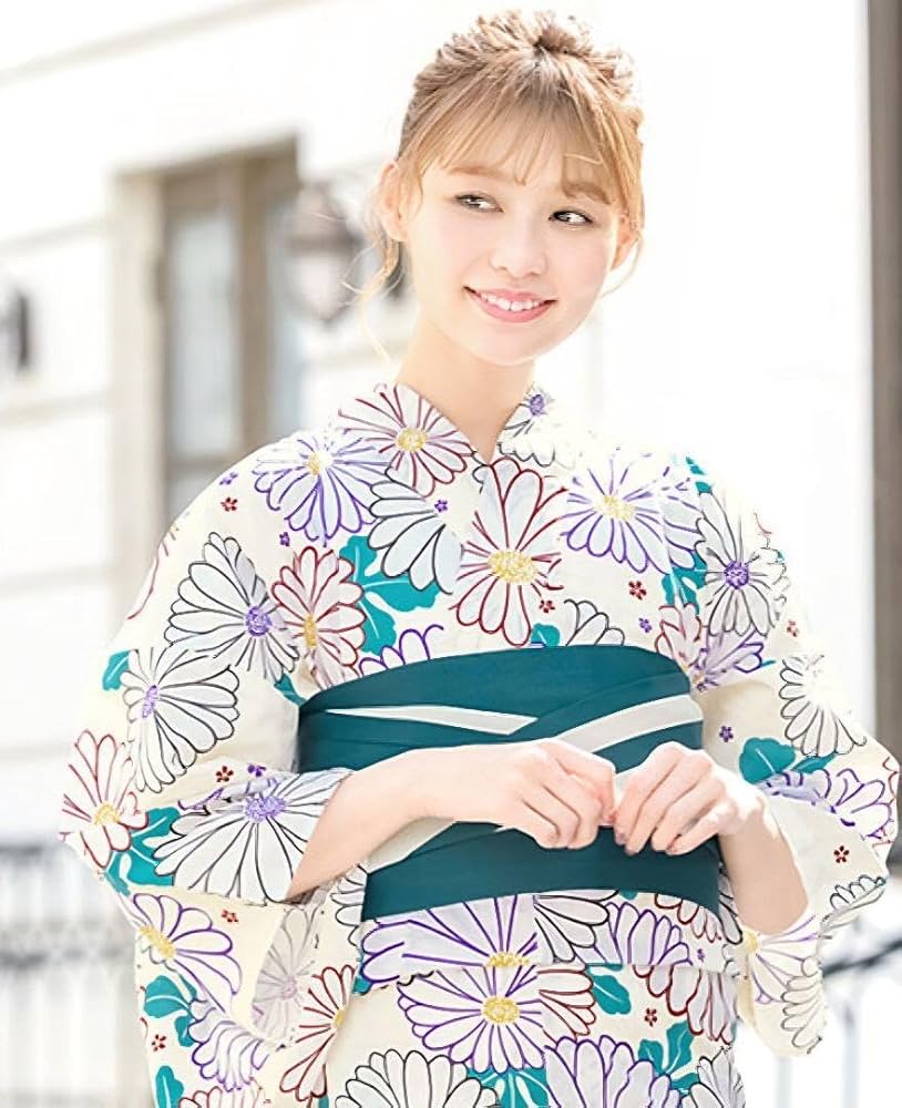 Amazon.co.jp: 浴衣 黄色地 マーガレット 浴衣単品 身丈163cm 裄