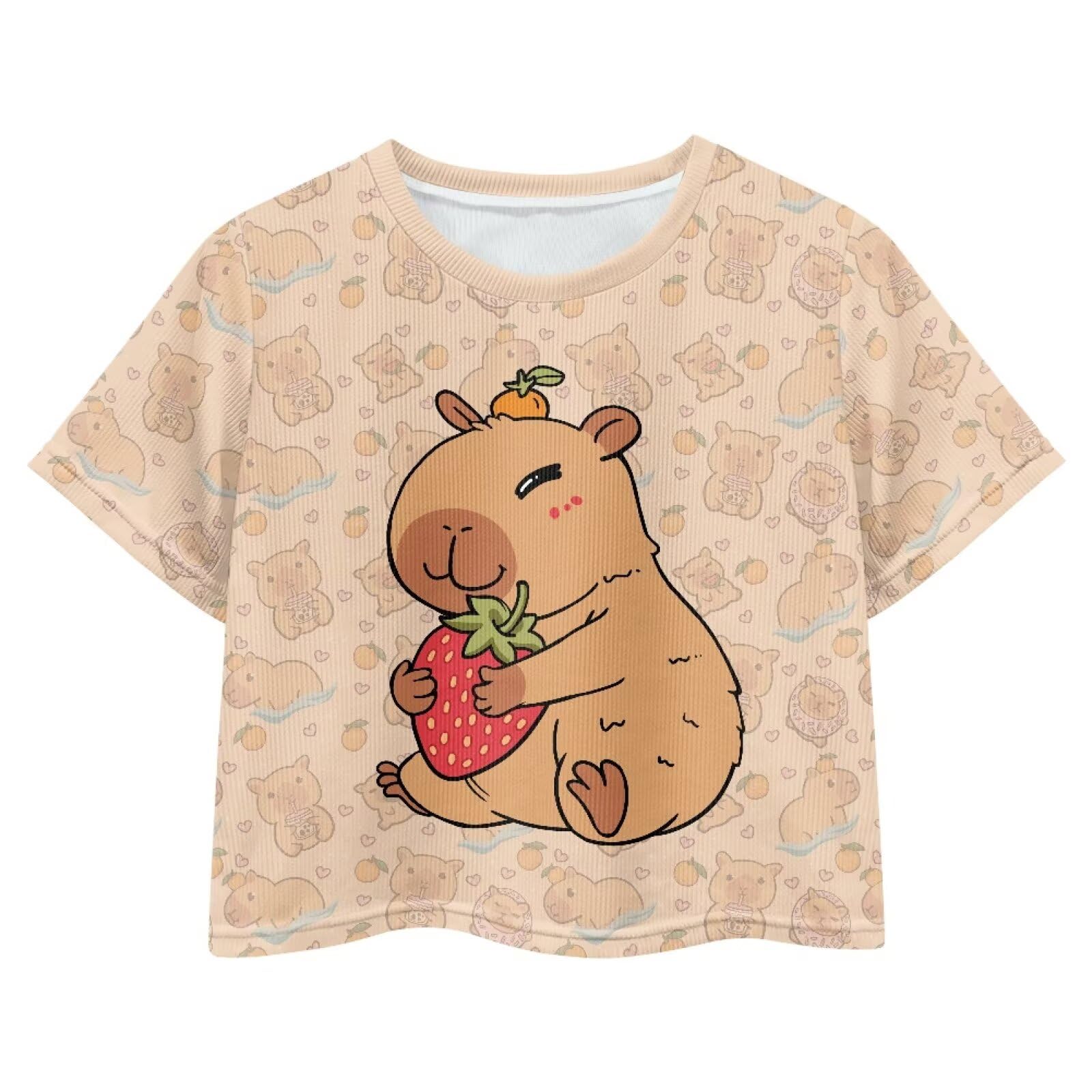 Cute Crop Tops for Girls Short Sleeve Summer T Shirts Fashion Graphic Tees Crew Neck Pullover Tee 5-14 Years