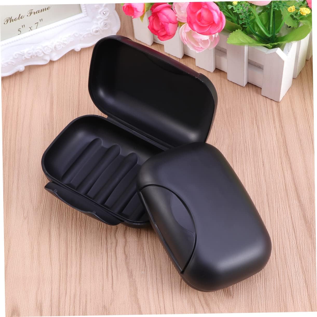 Cabilock Portable Large Black Soap Dish Container with Lock Travel Soap Case for Home Hiking Camping Leak Bar Holder