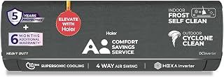Haier Gravity AI 1.5 Ton 5 Star,New star rated, Wi-Fi HEXA Inverter Split AC (AI Cooling, Energy Saving & Self-Clean,7in1 Convertible, Copper, 4-way, Cools in 10 Sec at 60°C, D.Grey)-HSA19GHD-DAI5NB-I