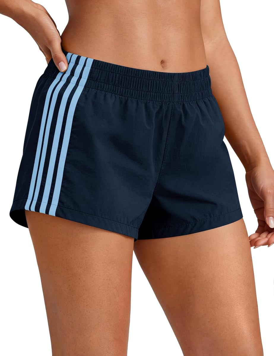 Pantalón corto para mujer Sweat Track Athletic Low Rise Micro Y2k UPF 50+ Short | Pantalón corto Summer Side Stripes Workout Gym Running Cute Girls Athleisure Clothing