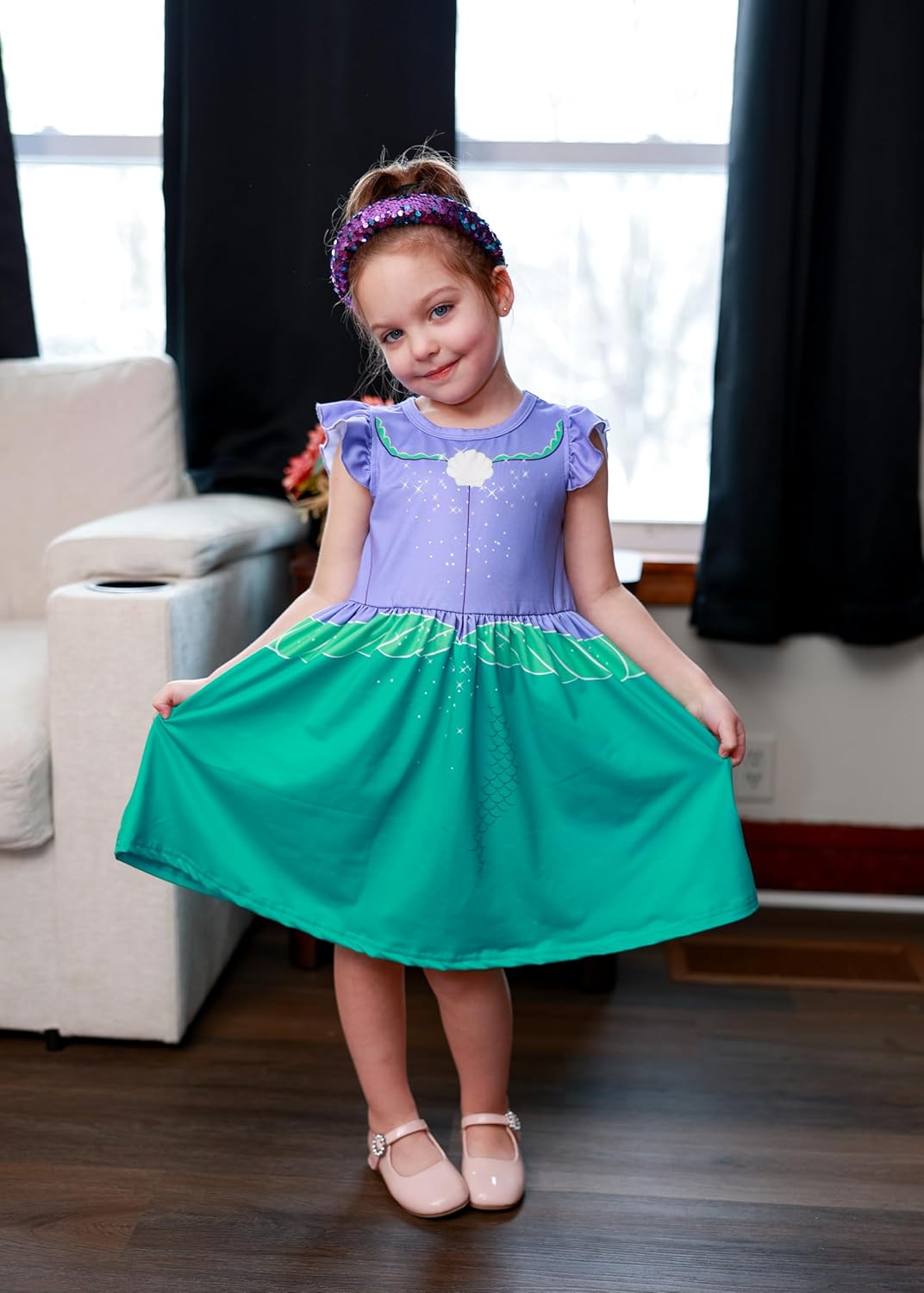 Disney Frozen Elsa Princess Minnie Mouse Stitch Toddler Girl Dresses 2 Pack Long Ruffle Sleeve Costume Set Outfit 2-13 Years