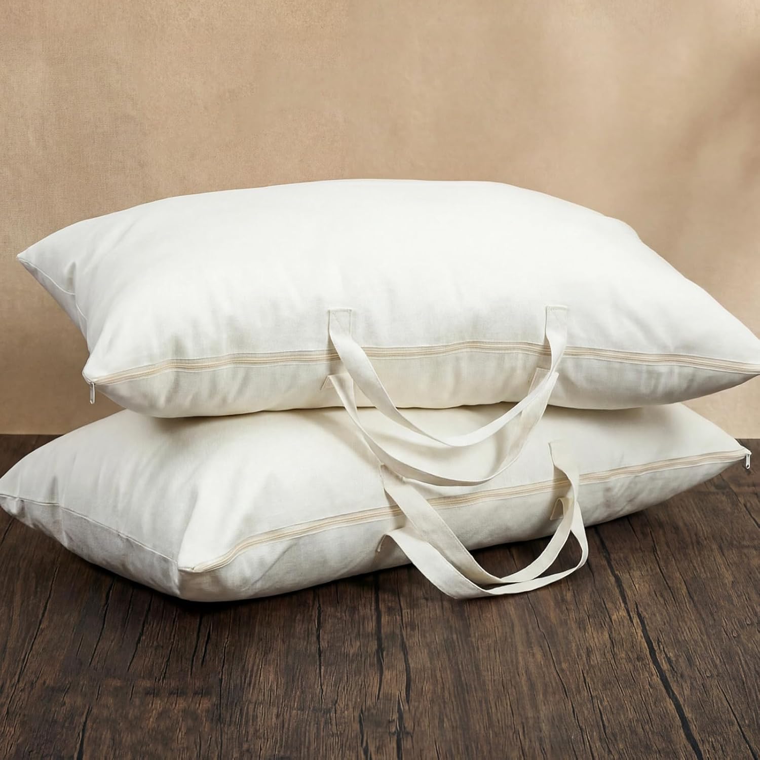 2 Pack 100% Cotton 20" x 36" Canvas Pillow Storage Bag with Handles for Home Travel White Beddings Comforters Blankets Saree Linens Organizer Thick Soft Breathable Closet Organizer Bag