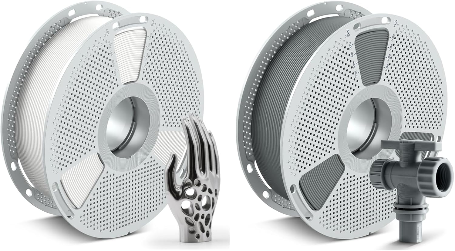 SUNLU PC-ABS 3D Filament 1.75mm 1KG White and PA6-GF 3D Filament 1.75mm 1KG Grey