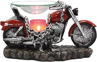 Ebros Red Vintage Motorcycle Classic Chopper Bike Electric Oil Burner Or Tart Warmer Decor Statue 9.5" Long Home Fragrance Aroma Accessory Decor Figurine
