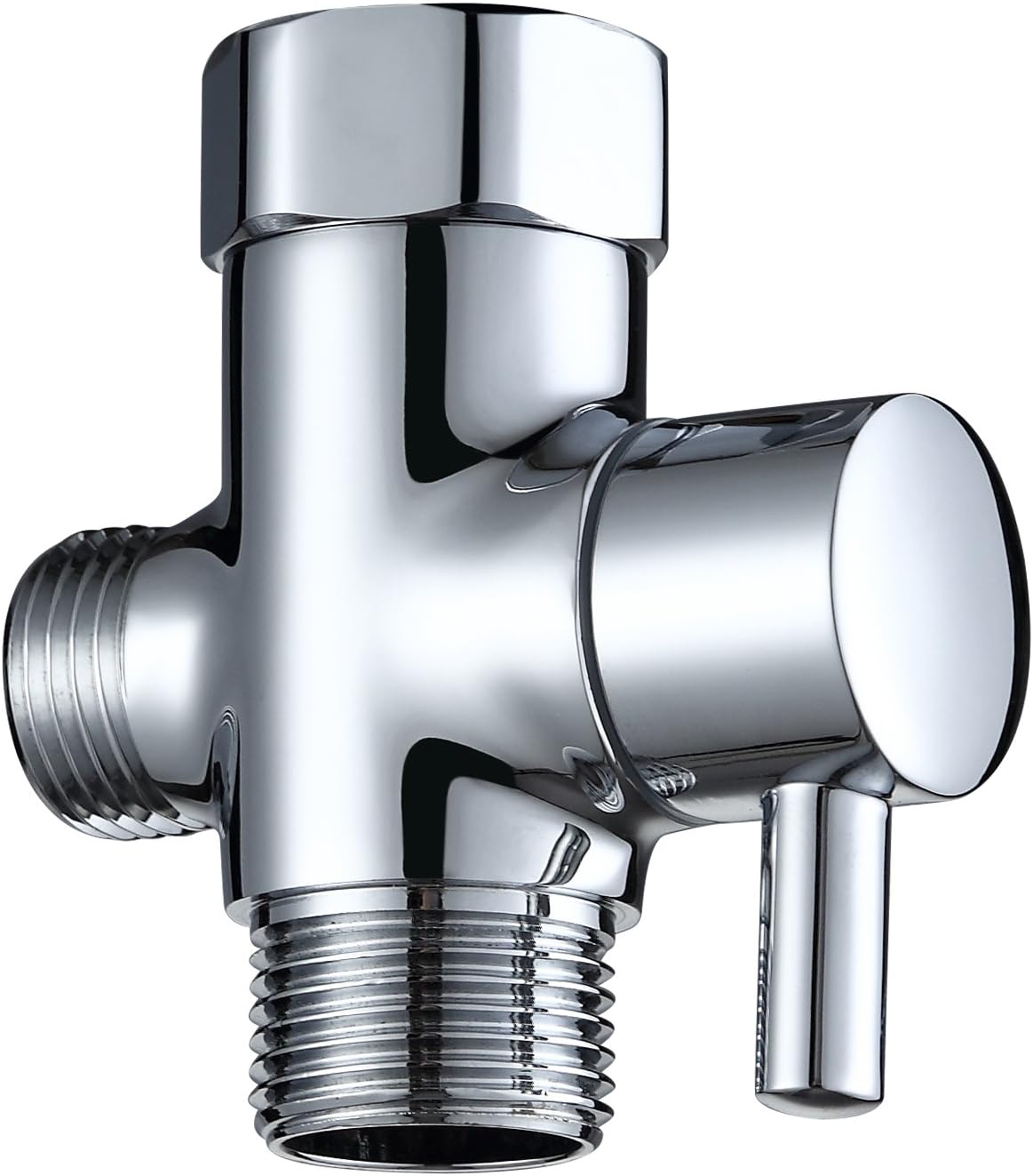 Ousun Solid Brass T-Valve Adapter - 3 Way Shut Off Valve Bidet Attachment for Handheld Bidet Sprayer and Toilet Flush Tank, On Off Three Way Valve for Tee Adapter, 15/16" and 1/2 IPS, Chrome Finish