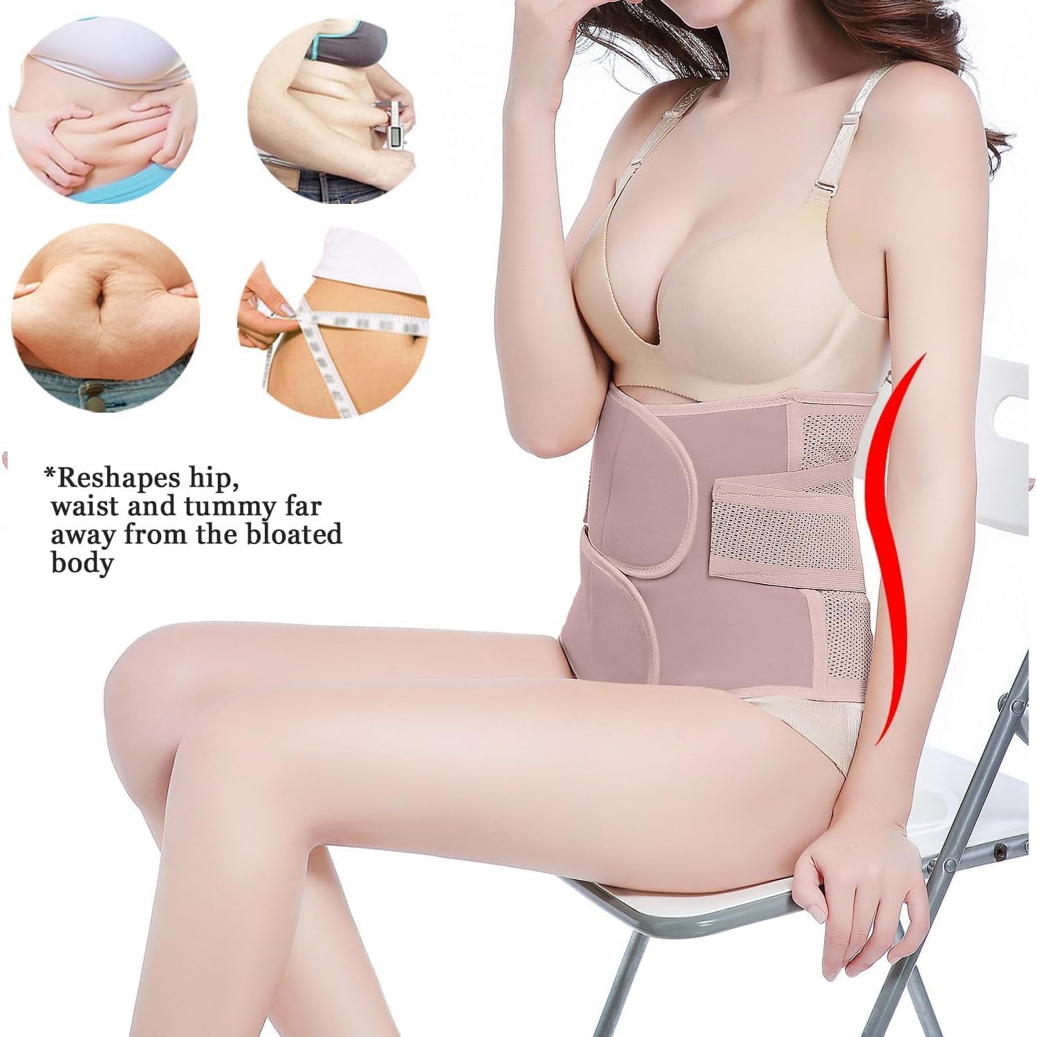 Postpartum Belly Band Support: 2 Adjustable Straps for Abdomen Compression thumbnail