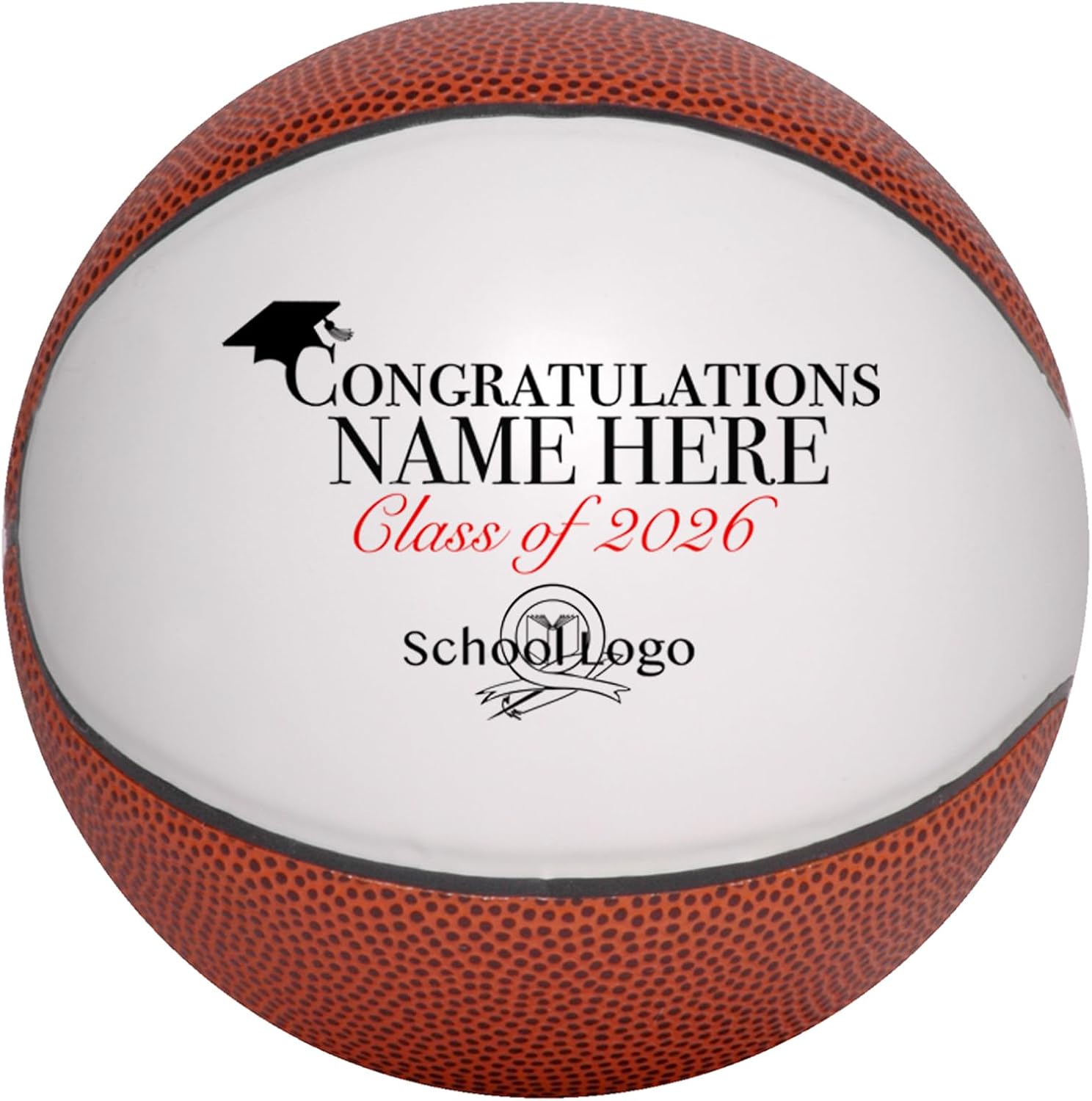 Custom Basketball Graduation Gift Personalized with Name & School Logo for Him, Her | Congratulations for Middle, High School, or College