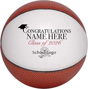 Custom Basketball Graduation Gift Personalized with Name & School Logo for Him, Her | Congratulations for Middle, High School, or College