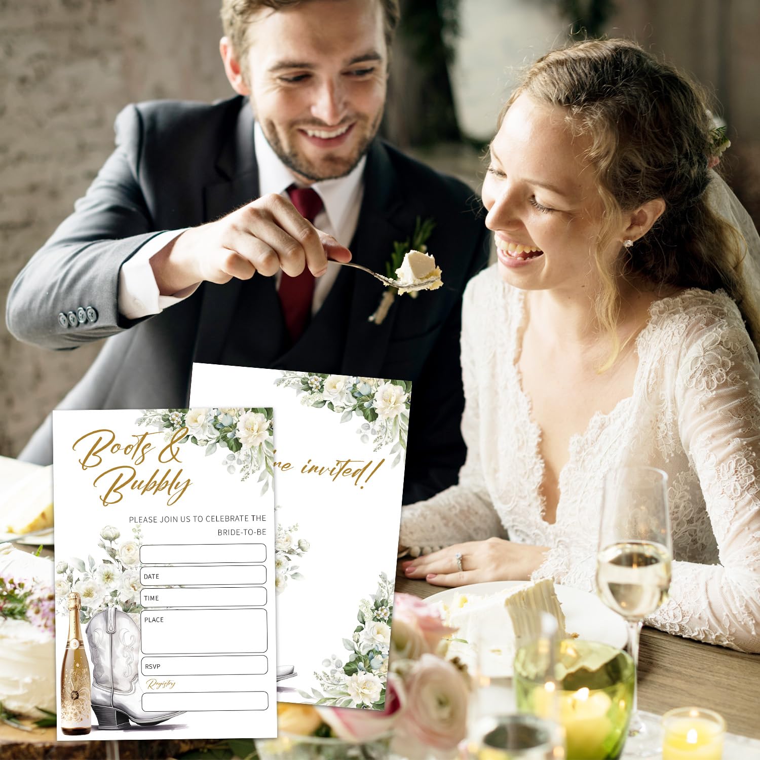 Buty & Bubbly zaproszenia na wieczór panieński, zaproszenia na ślub na zachód, 25 zaproszeń na wieczór panieński kowbojki z kopertami, materiały na przyjęcie zaręczynowe/HL 008