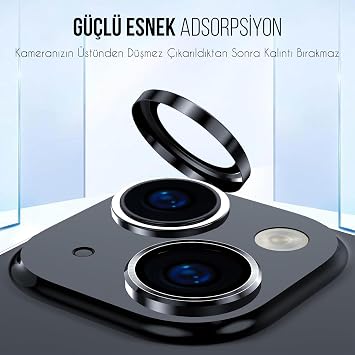 Babylonian iPhone Tempered Glass Camera Lens Protector with Aluminum Alloy Frame (iPhone 15 Black)