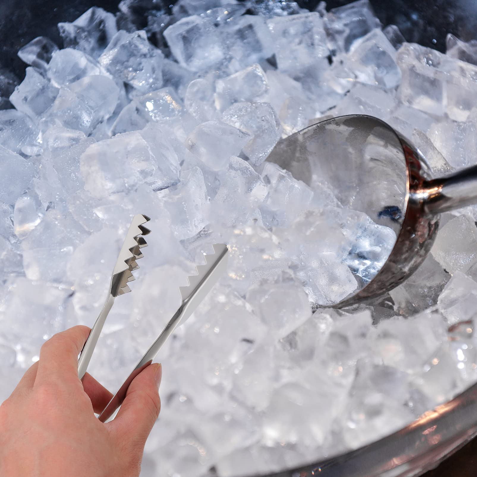 OFFSCH Serving Tongs for Large Ice Balls 2 Pcs Fruit Ice Cube Clip Stainless Steel Clamps