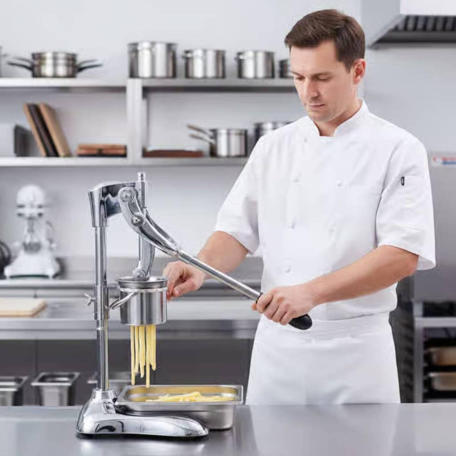 Macchina Patatine Fritte Pressa Patate Estrusore Formatore Manuale in Acciaio Inox 304 E Lega Patatine Uniformi 30cm con Doppio Stampo Adatta a Bar Banchi Snack Casa