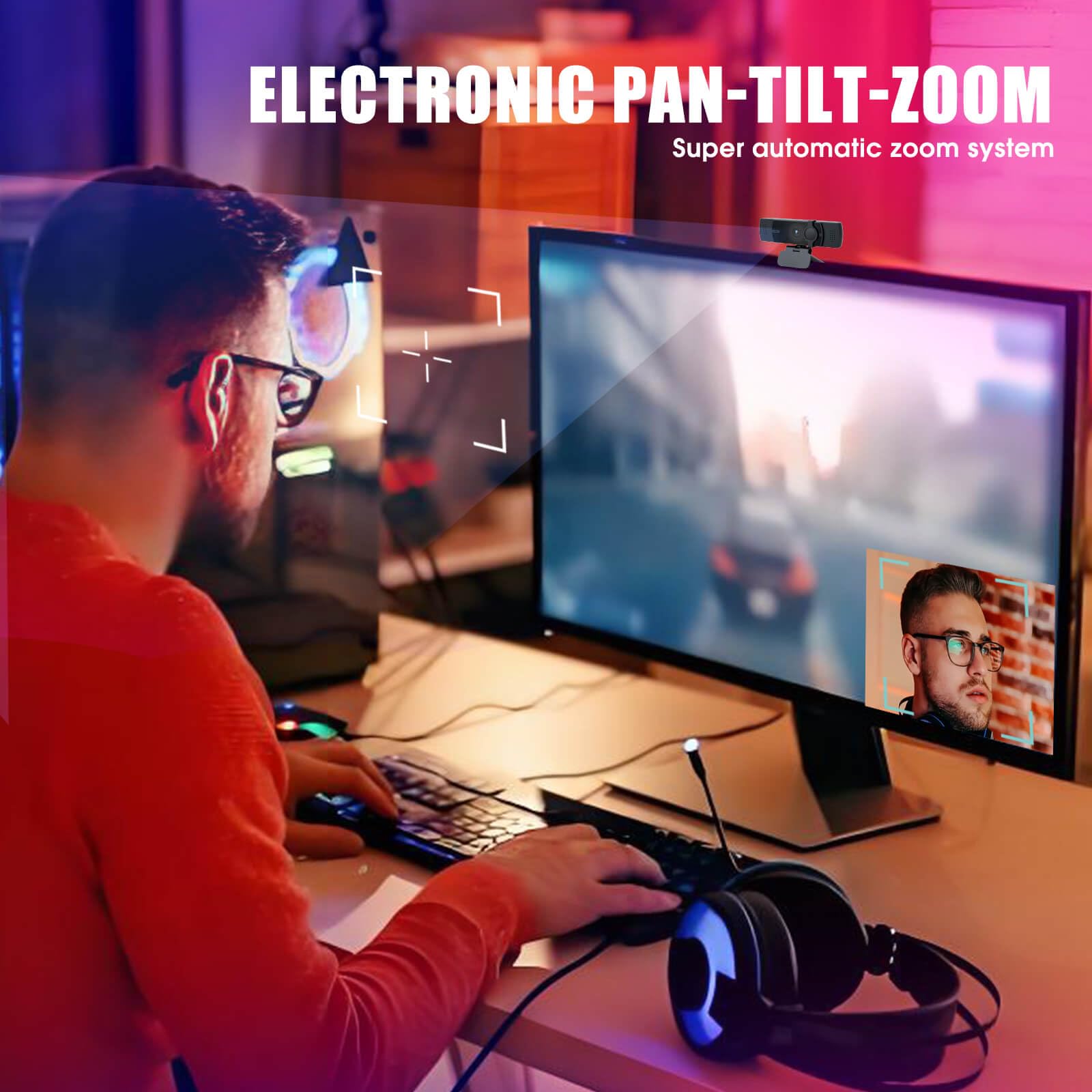 Cámara web 4K para PC y laptop, ultra HD 4K, enfoque automático IA, compatible con DZoom y ePTZ, micrófonos integrados con cancelación de ruido y cubierta de privacidad deslizante para