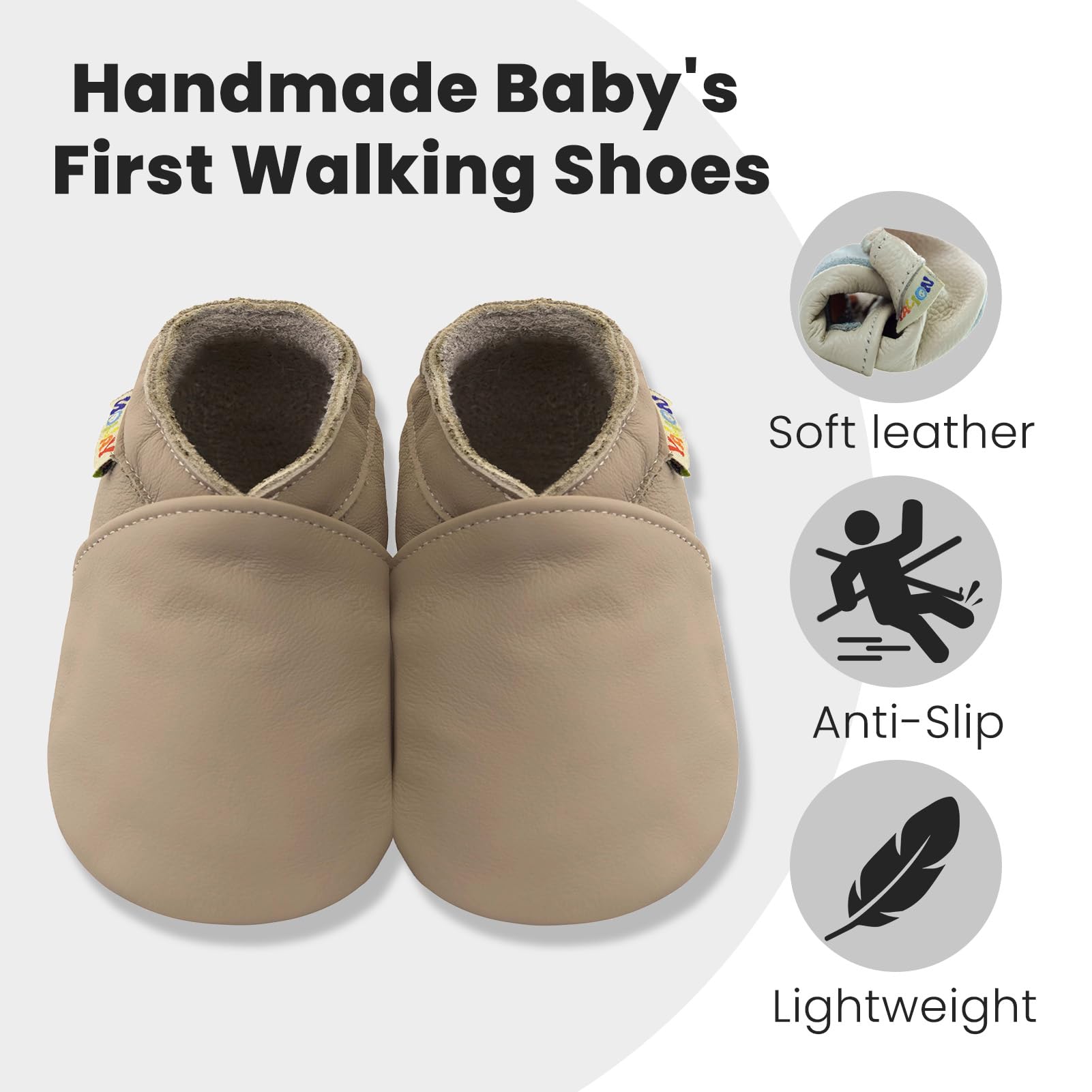 YALION Baby Shoes Soft Sole First Walking Crib Shoes, Slip-on Baby Boys Girls Slippers for Infant Toddlers, Non-Slip Leather Baby Moccasins — view 3
