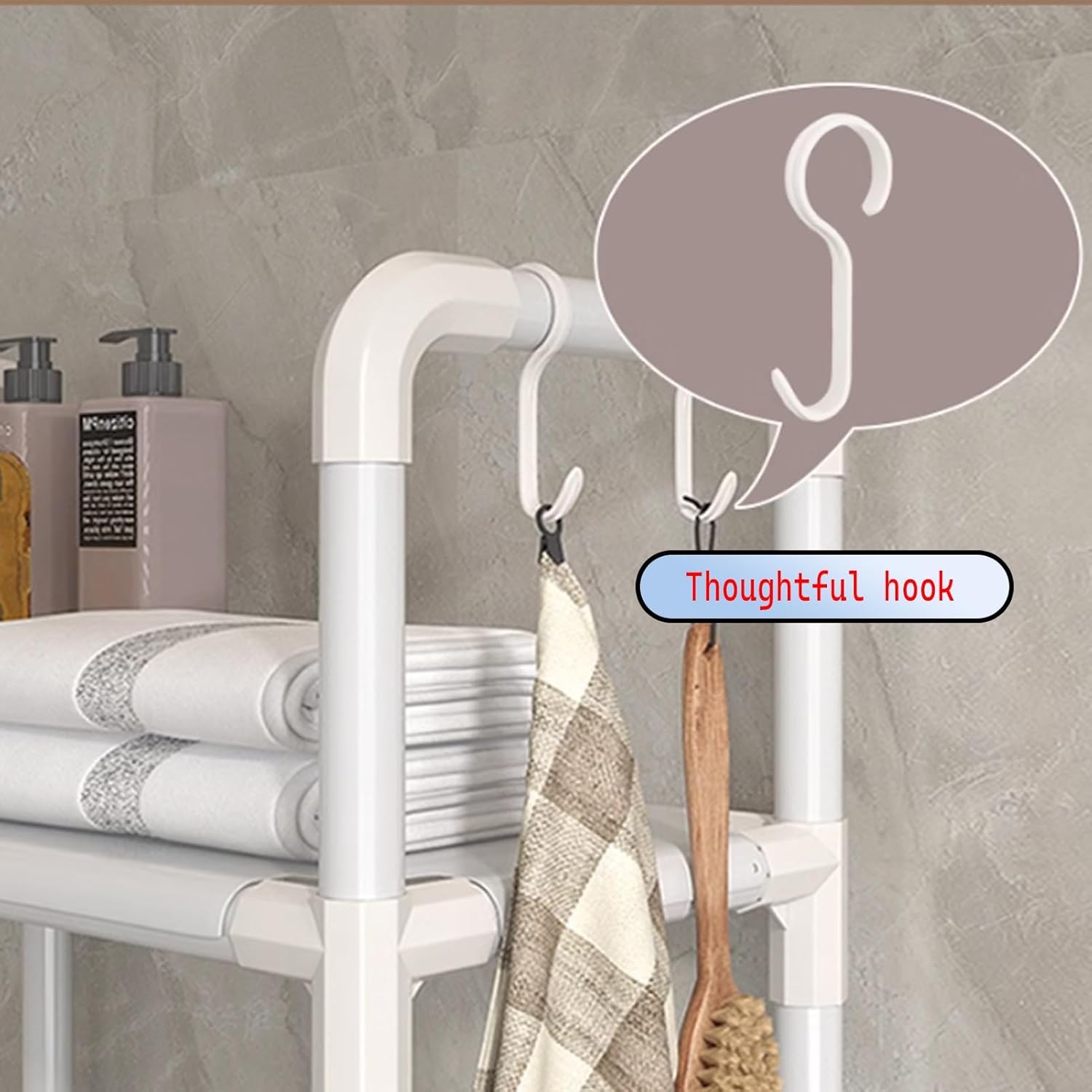 Over the Toilet Storage Cabinet Shelf, Freestanding Toilet Storage Rack, Space Saver Metal Bathroom Shelves, with Anti-Tip Device, Versatile Rack Fits Most Tight Space(White,20.8x61inches/53x15