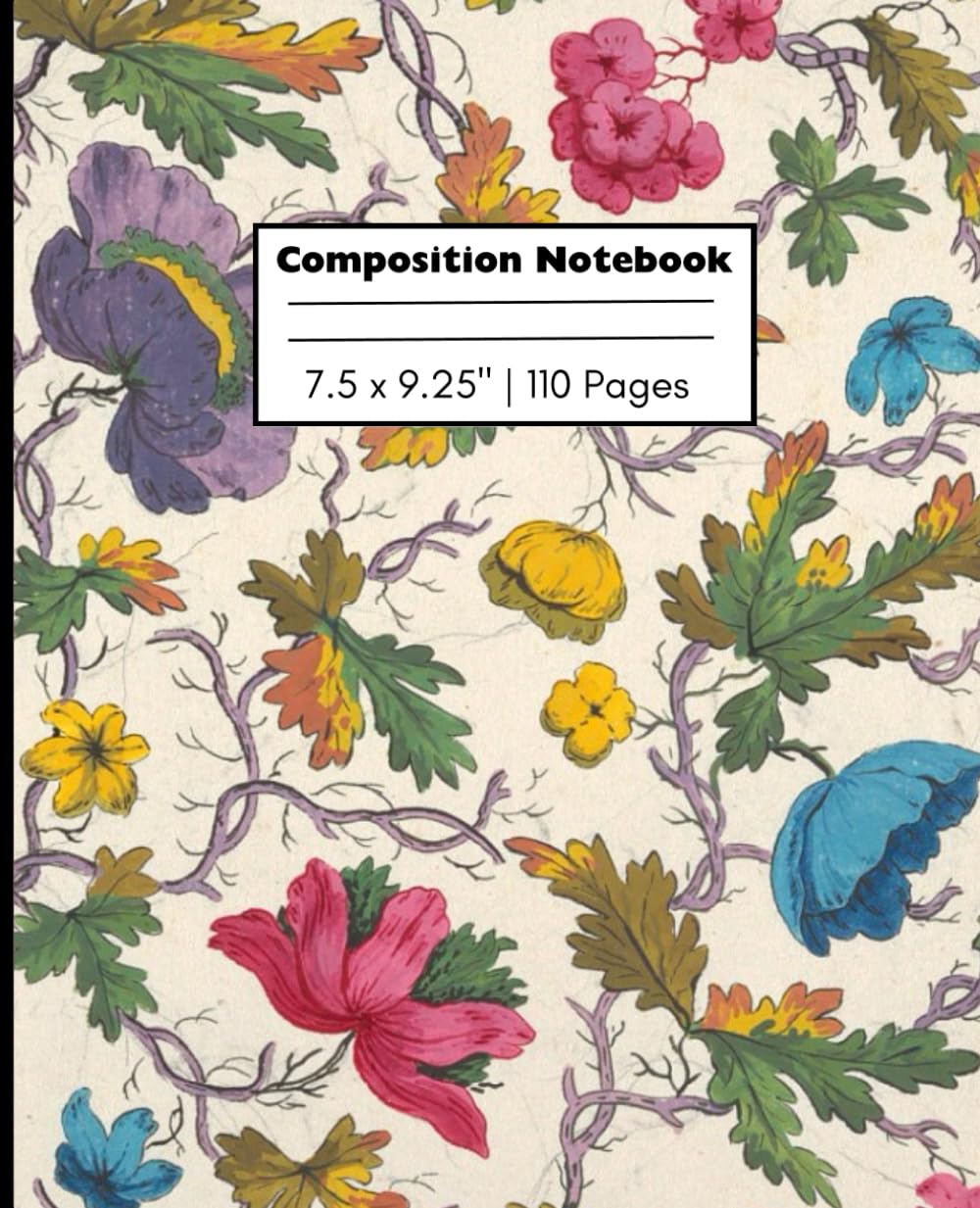 Composition Notebook: Vintage Flower Journal Notebook for Kids, Teens, and Adults | 110 pages, 7.5 x 9.25"