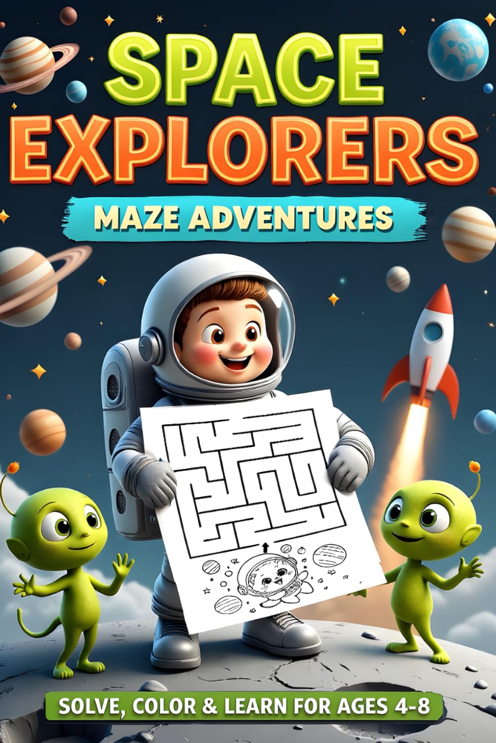 Space Explorers Maze Adventures: Solve, Color, and Learn for Ages 4-8 (The Imagination Builders Activity Book Series)