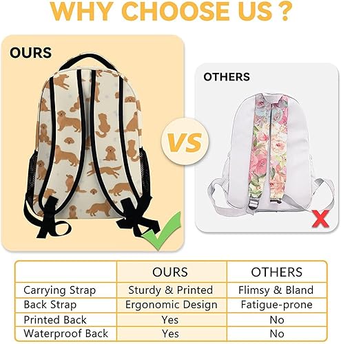 Miniatura 3 de Mochila Golden Retriever de 16 pulgadas, con bonito diseño de perro, duradera, ligera, de gran capacidad, Golden Retriever2, Classic