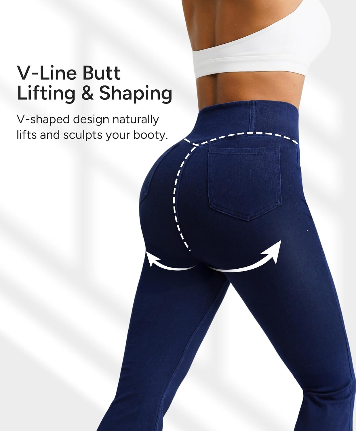 BRXL Women's 29" & 31“ Flare Jeggings with 4 Pockets Bell Bottom Jeans Crossover Pants Bootcut Tummy Control Stretchy
